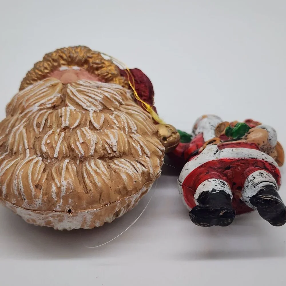 Vintage Blow Mold Rustic Primitive Figures Santa Claus Christmas Ornaments 3" - Picture 6 of 7